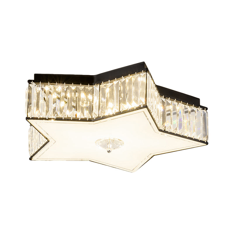 Crystal Clear LED Star Flush Mount Ceiling Light for Modern Living Room - 16"/19.5" Width