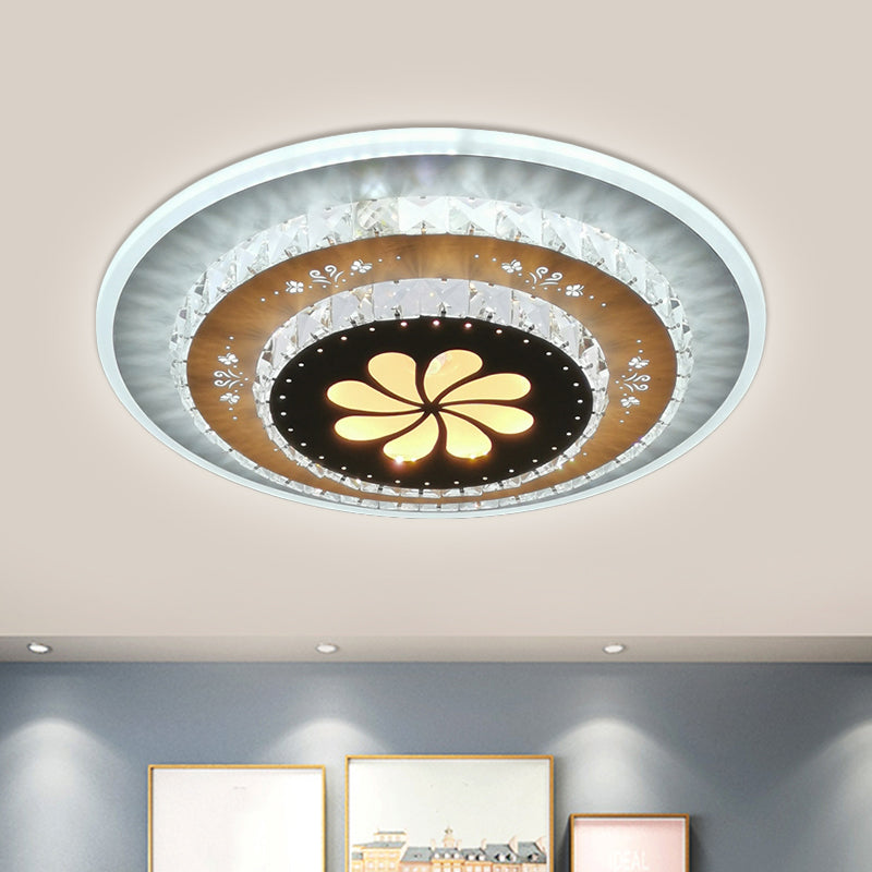 LED Flush Mount Ceiling Light - Crystal White Gardenia/Loving Heart/Windmill Design for Bedroom