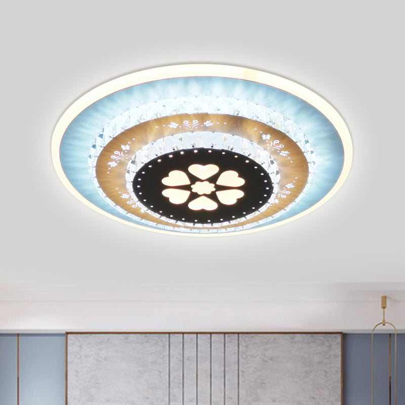LED Flush Mount Ceiling Light - Crystal White Gardenia/Loving Heart/Windmill Design for Bedroom