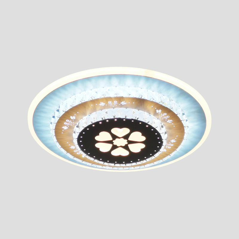 LED Flush Mount Ceiling Light - Crystal White Gardenia/Loving Heart/Windmill Design for Bedroom
