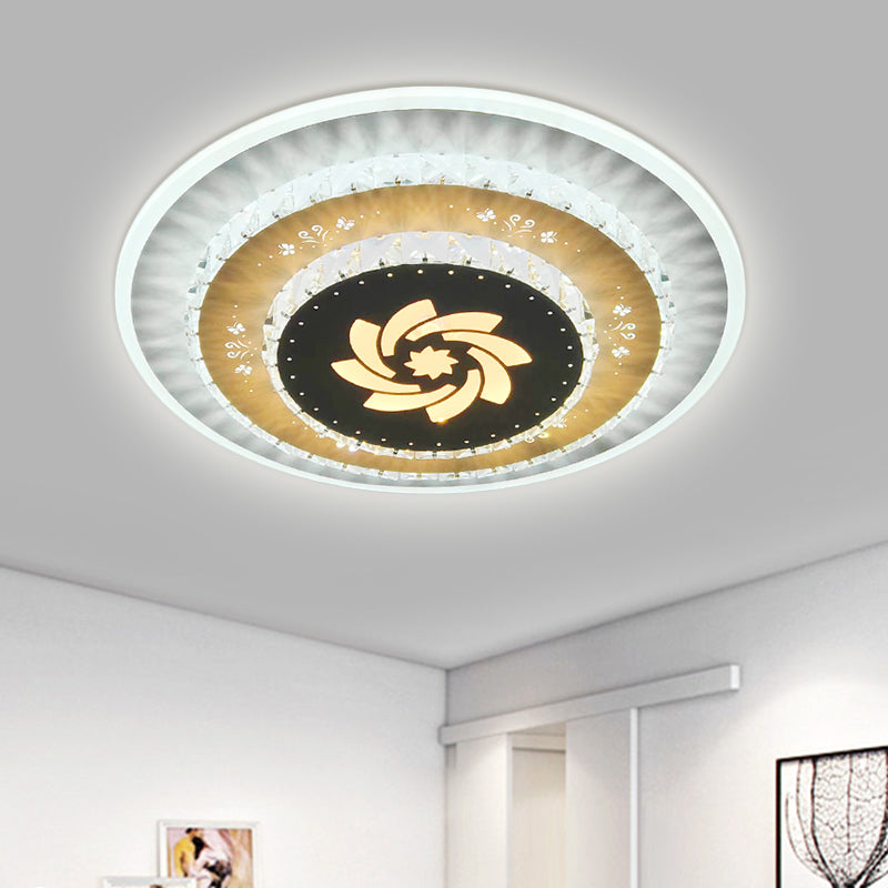 LED Flush Mount Ceiling Light - Crystal White Gardenia/Loving Heart/Windmill Design for Bedroom