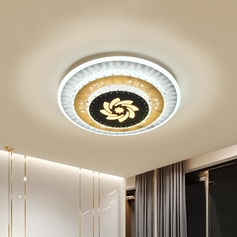 LED Flush Mount Ceiling Light - Crystal White Gardenia/Loving Heart/Windmill Design for Bedroom