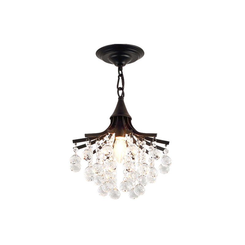 Classic Crystal Ball Pendant Light - Black/Gold Suspended Lamp Kit