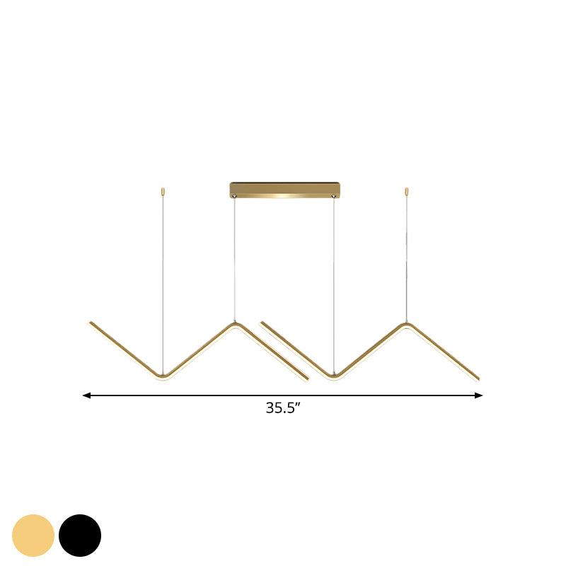 Modern Black/Gold Led Multi-Light Ceiling Fixture With Thin Metal Suspension And Warm/White Glow
