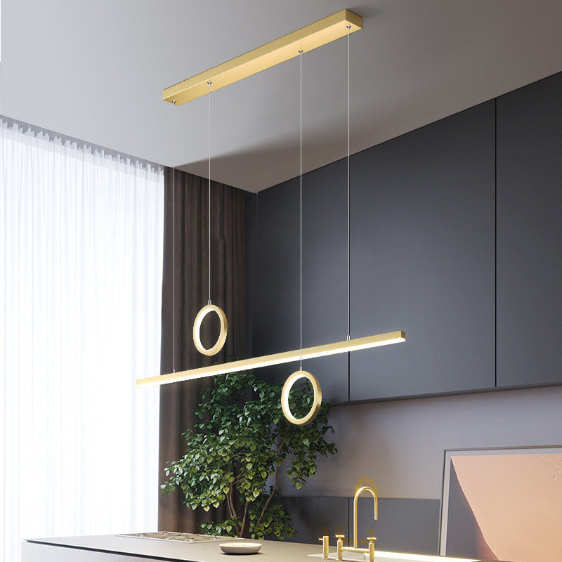 Linear Metal LED Chandelier with Multiple Hanging Lights in Black/Gold, Warm/White
