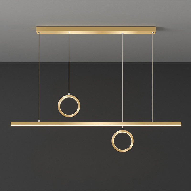 Linear Metal LED Chandelier with Multiple Hanging Lights in Black/Gold, Warm/White