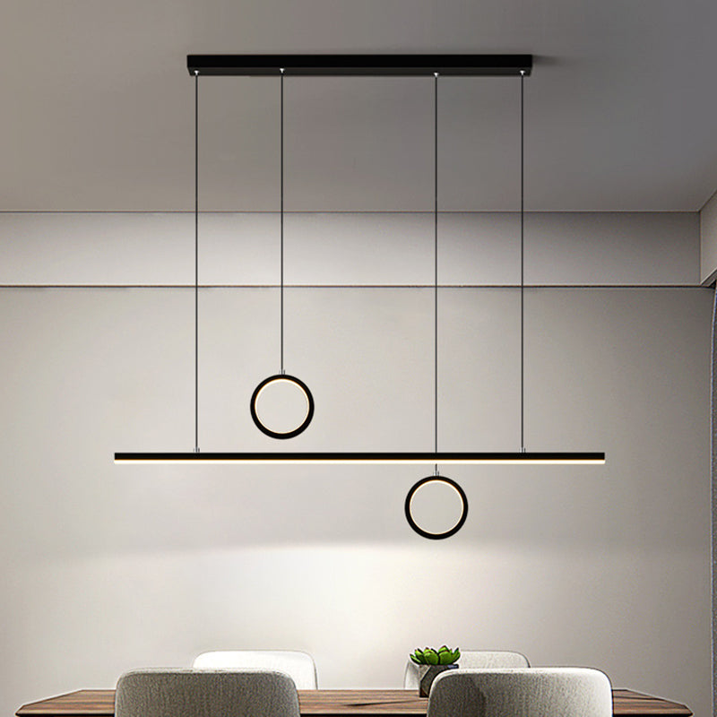 Linear Metal LED Chandelier with Multiple Hanging Lights in Black/Gold, Warm/White