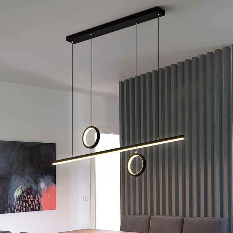 Linear Metal LED Chandelier with Multiple Hanging Lights in Black/Gold, Warm/White