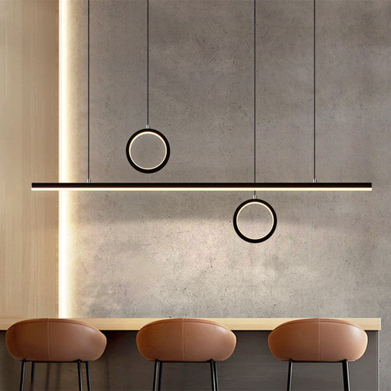 Linear Metal LED Chandelier with Multiple Hanging Lights in Black/Gold, Warm/White