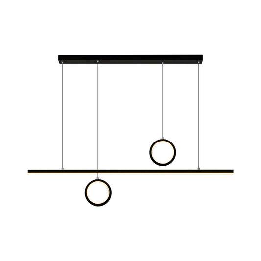 Black/Gold Metal Linear Led Chandelier Lamp - Multiple Hanging Lights Warm/White Glow