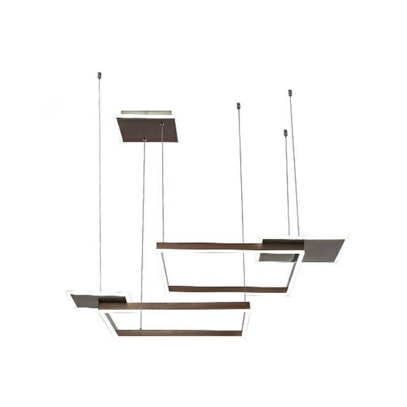 Gold/Coffee Square LED Chandelier Pendant Light with Warm/White Light - Modern Metal Ceiling Lamp