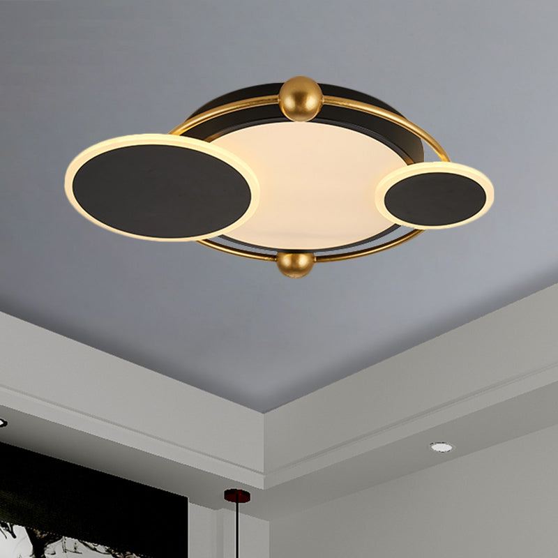 Modernist Black and Gold LED Flush Mount Ceiling Light in Warm/White, 19.5"/23.5" Diameter