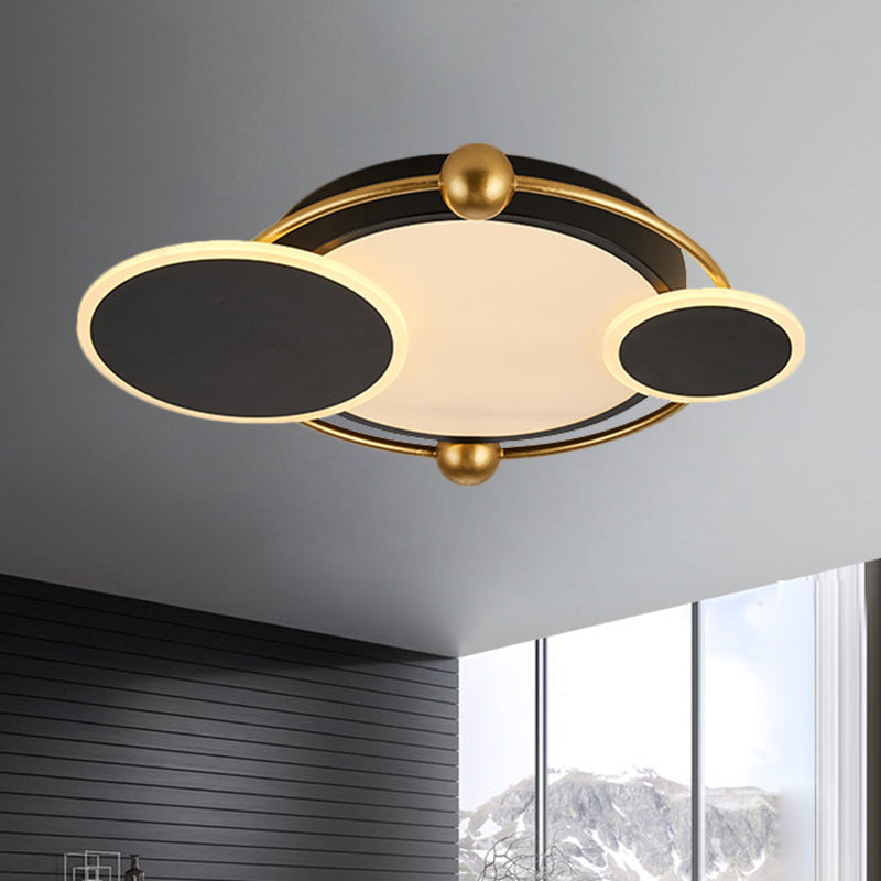 Modernist Black and Gold LED Flush Mount Ceiling Light in Warm/White, 19.5"/23.5" Diameter