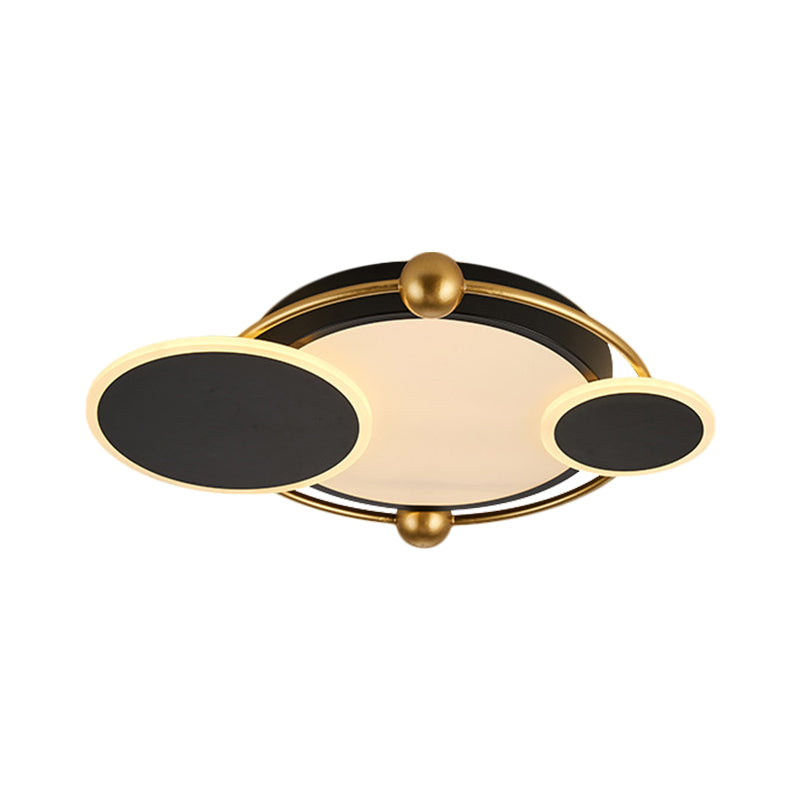 Modernist Black and Gold LED Flush Mount Ceiling Light in Warm/White, 19.5"/23.5" Diameter