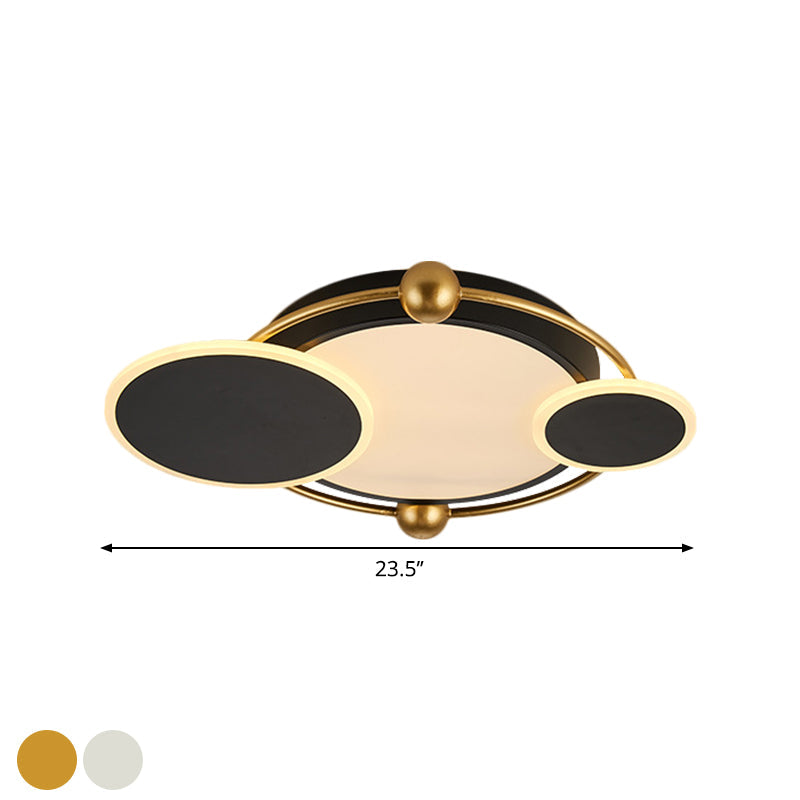 Modernist Black and Gold LED Flush Mount Ceiling Light in Warm/White, 19.5"/23.5" Diameter