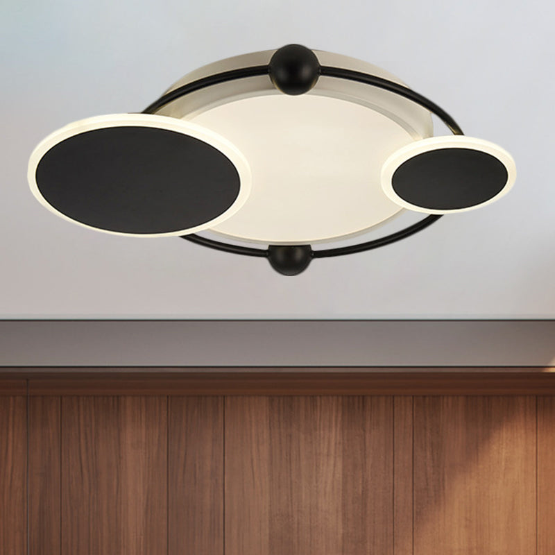 Modernist Black and Gold LED Flush Mount Ceiling Light in Warm/White, 19.5"/23.5" Diameter