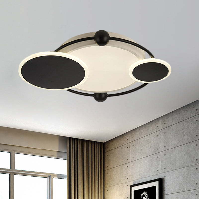 Modernist Black and Gold LED Flush Mount Ceiling Light in Warm/White, 19.5"/23.5" Diameter