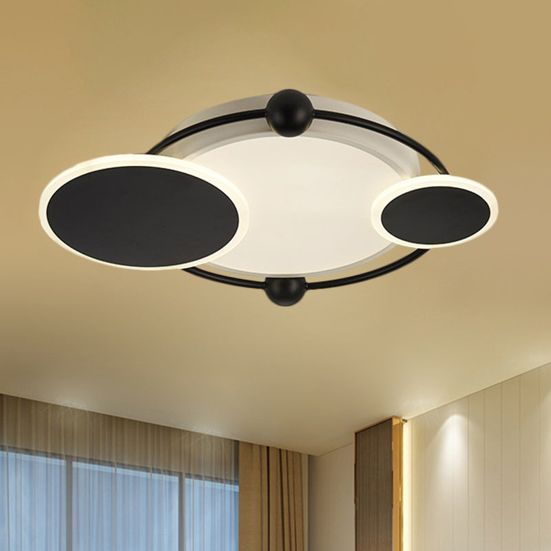 Modernist Black and Gold LED Flush Mount Ceiling Light in Warm/White, 19.5"/23.5" Diameter