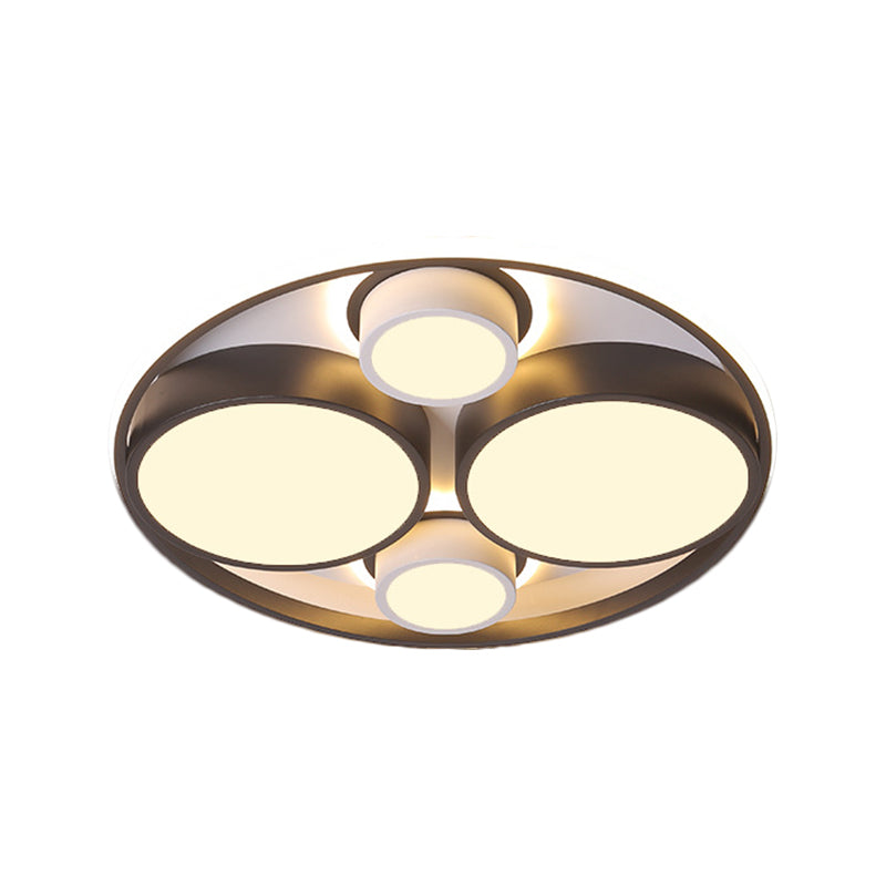 Modernist Metallic Black Round LED Flush Ceiling Light - Bedroom Flush Mount, 16.5"/20.5" Wide