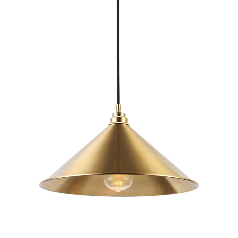 Metallic Vintage Brass Pendant Light with Conic Shade - Indoor Hanging Ceiling Light