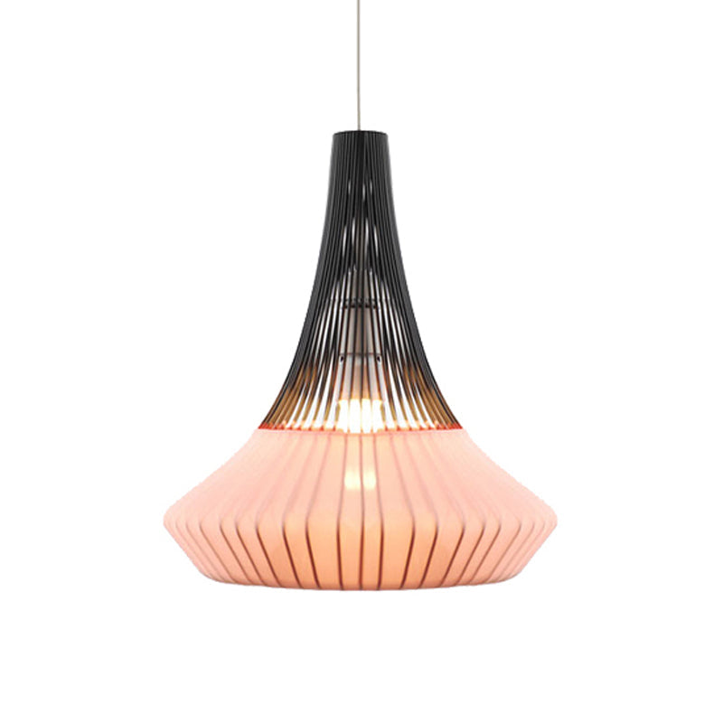 Modern Cone Shade Pendant Light - Fabric 1 Black/Pink/Blue Living Room Hanging