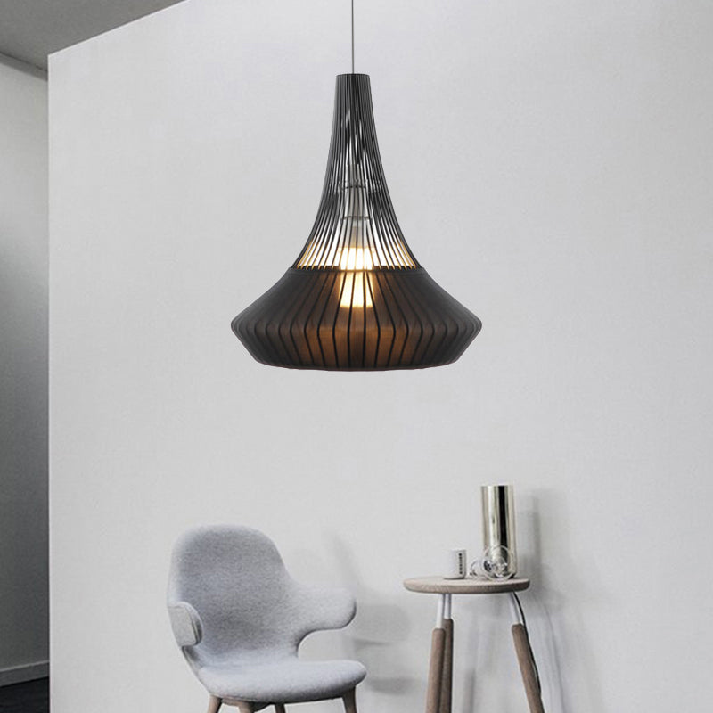 Modern Cone Shade Pendant Light - Fabric 1 Black/Pink/Blue Living Room Hanging