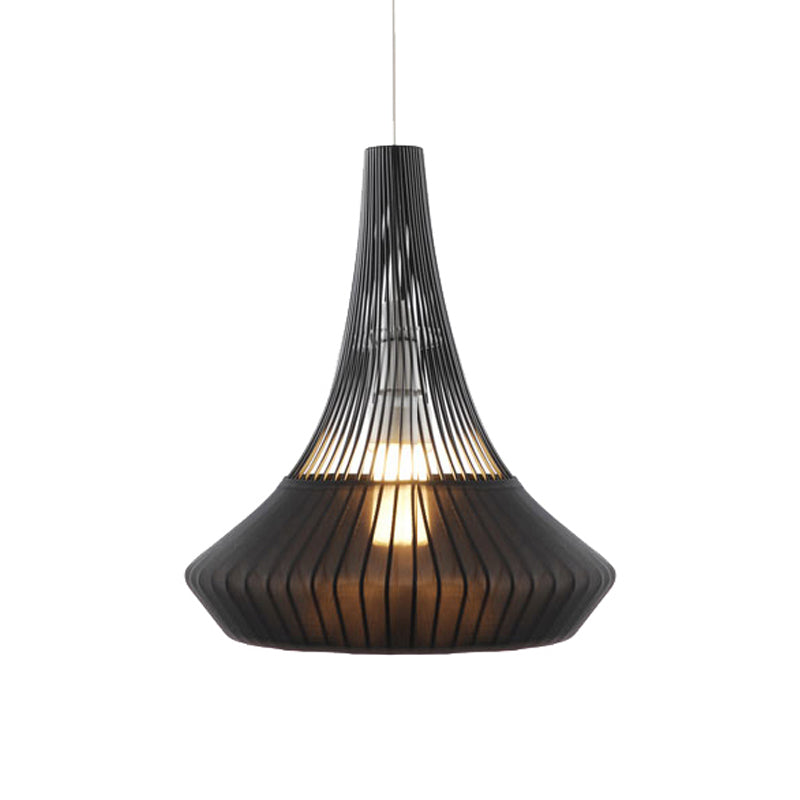 Modern Cone Shade Pendant Light - Black/Pink/Blue Fabric Hangs Beautifully in Living Room