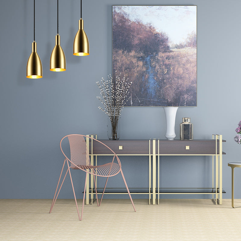 Retro Stylish Metallic Pendant Lighting - Brass Finish Bottle Design - 1 Light Living Room Hanging Lamp