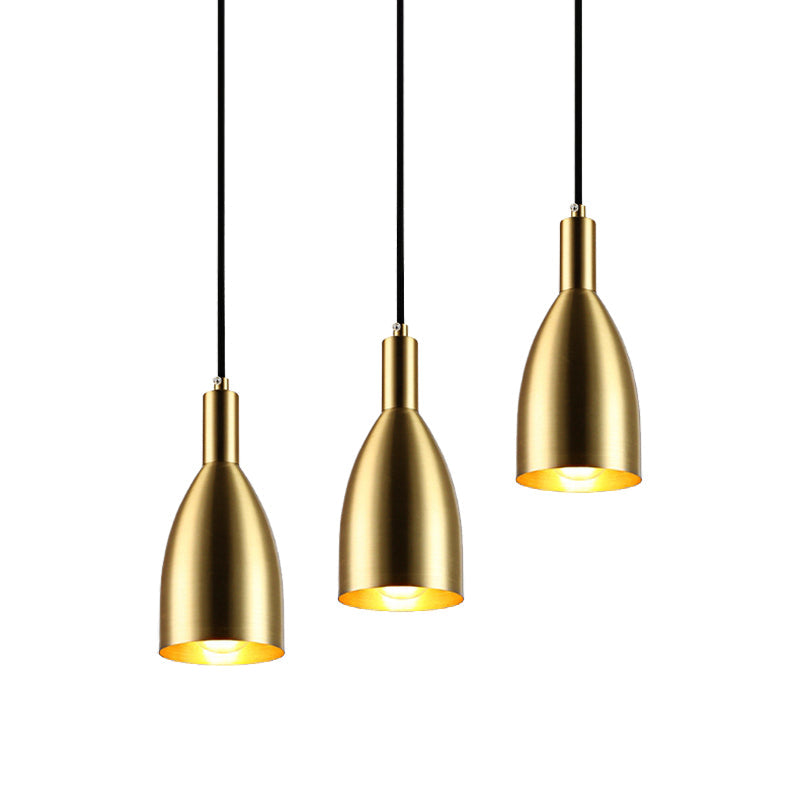 Retro Stylish Metallic Pendant Lighting - Brass Finish Bottle Design - 1 Light Living Room Hanging Lamp