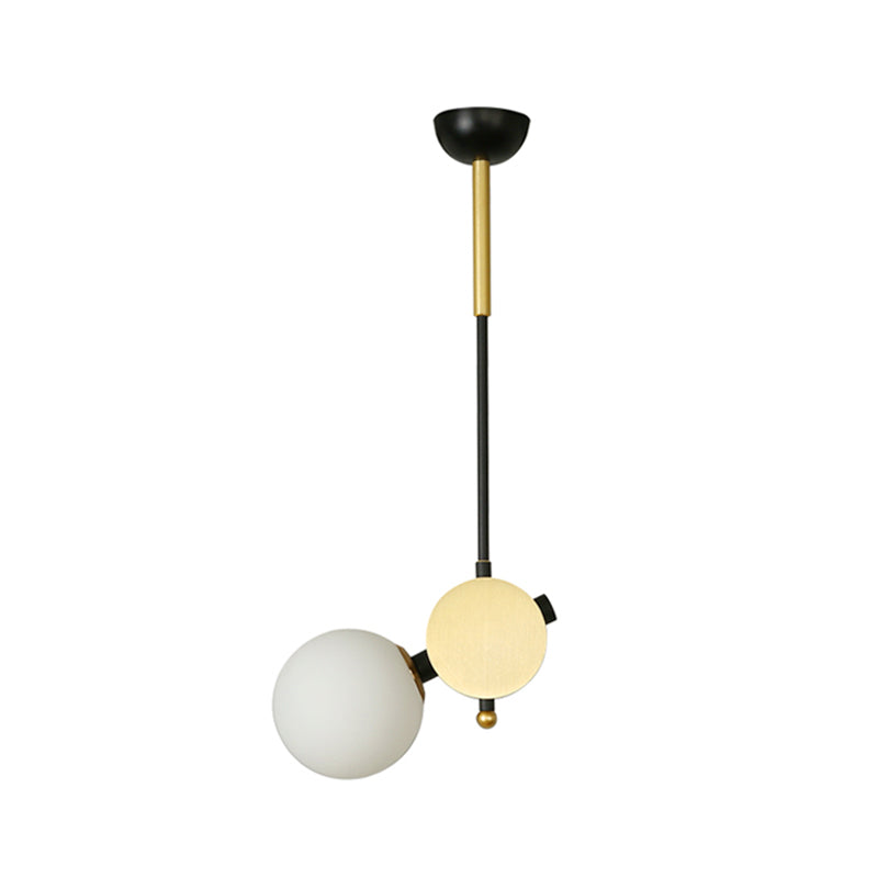 Plafonnier moderniste en verre opale - Noir et or avec lumière pendulaire gauche/droite pour chambres