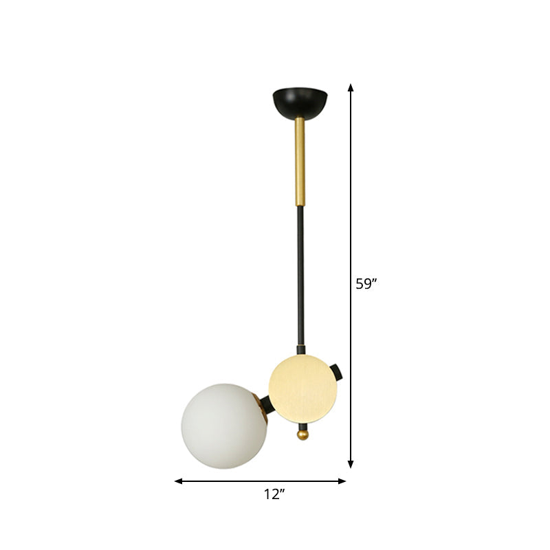 Modernist Opal Glass Ceiling Lamp - 1 Head Bedroom Pendant Light In Black/Gold Left/Right