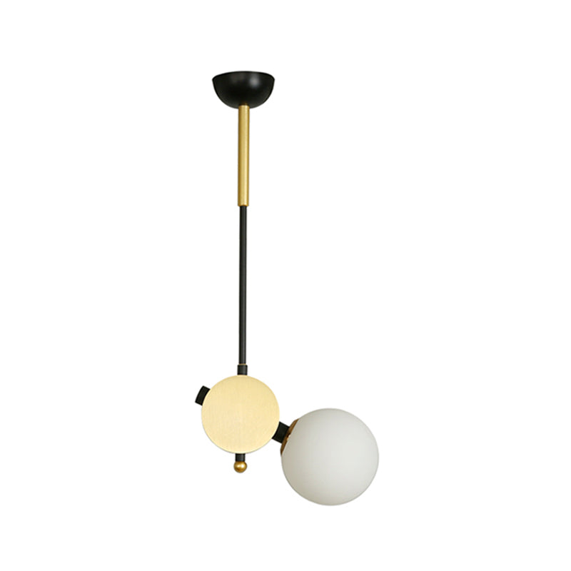 Modernist Opal Glass Ceiling Lamp - 1 Head Bedroom Pendant Light In Black/Gold Left/Right
