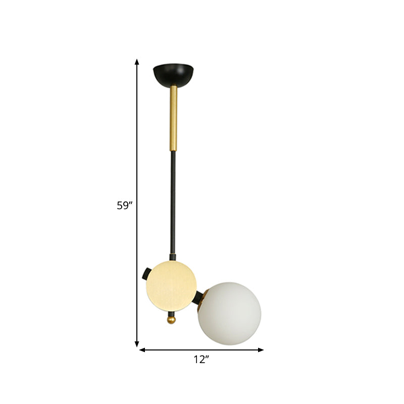 Modernist Opal Glass Ceiling Lamp - 1 Head Bedroom Pendant Light In Black/Gold Left/Right