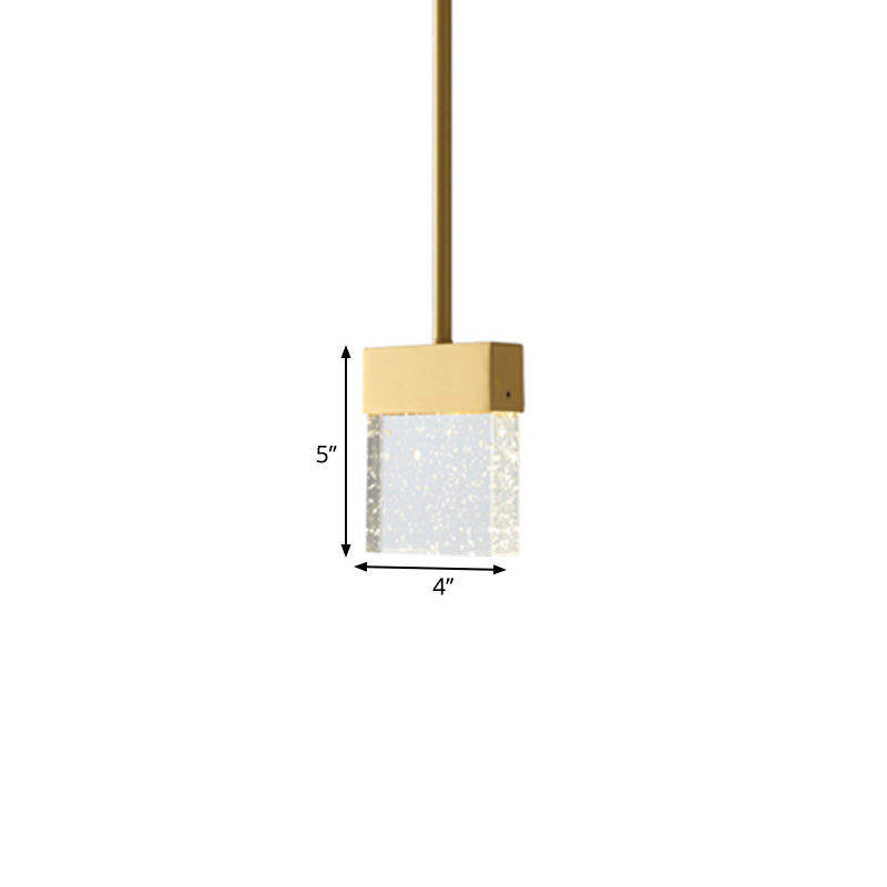 Modern Bubble Crystal LED Pendant Light for Dining Room - Clear Cuboid Design