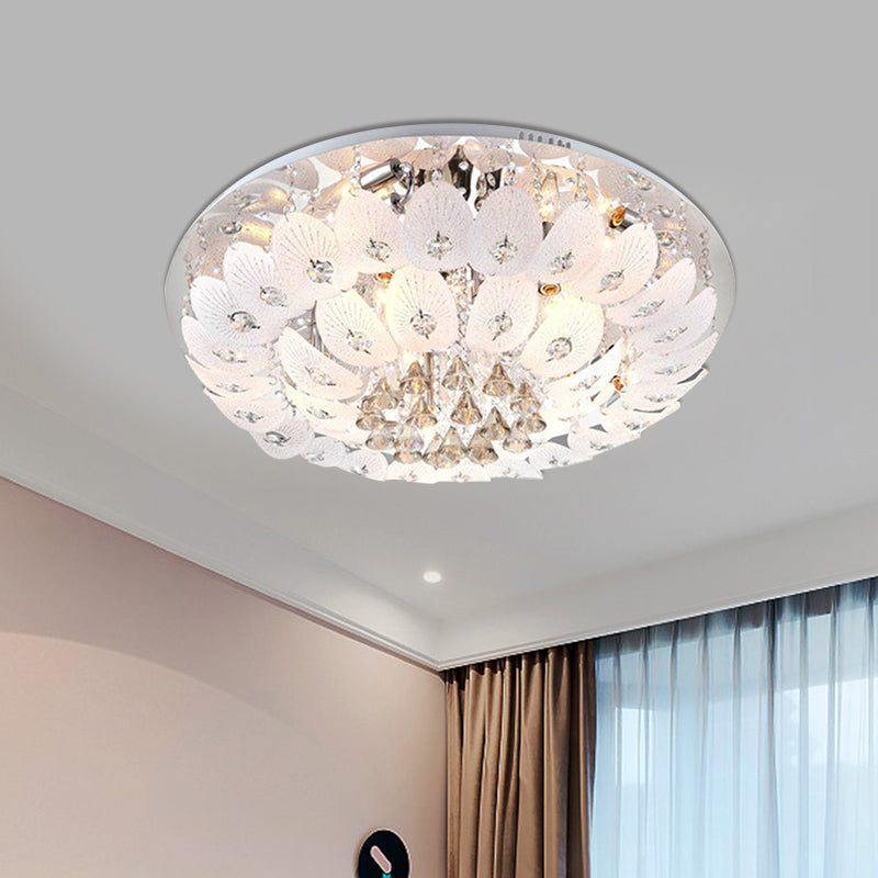 Plafonnier encastré à LED en cristal ivoire - Luminaire moderne et chaleureux de 23,5"/31,5" de large