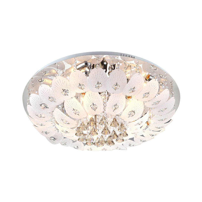 Plafonnier encastré à LED en cristal ivoire - Luminaire moderne et chaleureux de 23,5"/31,5" de large
