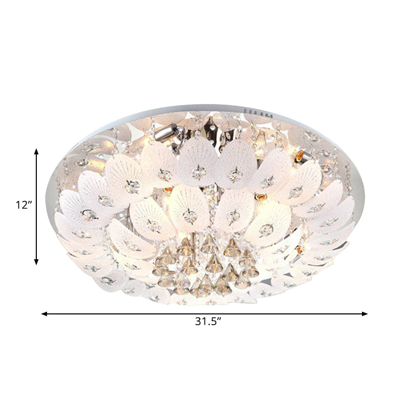 Plafonnier encastré à LED en cristal ivoire - Luminaire moderne et chaleureux de 23,5"/31,5" de large
