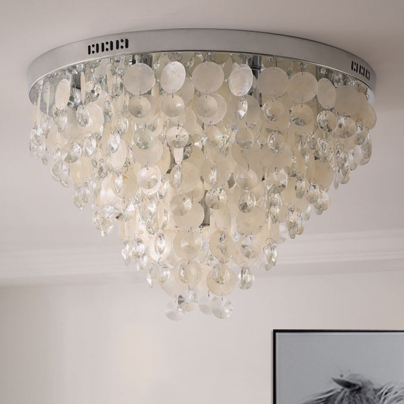 Modern Crystal Flush Mount Lamp with Tapered Ceiling Mounted Light - Clear Bulbs