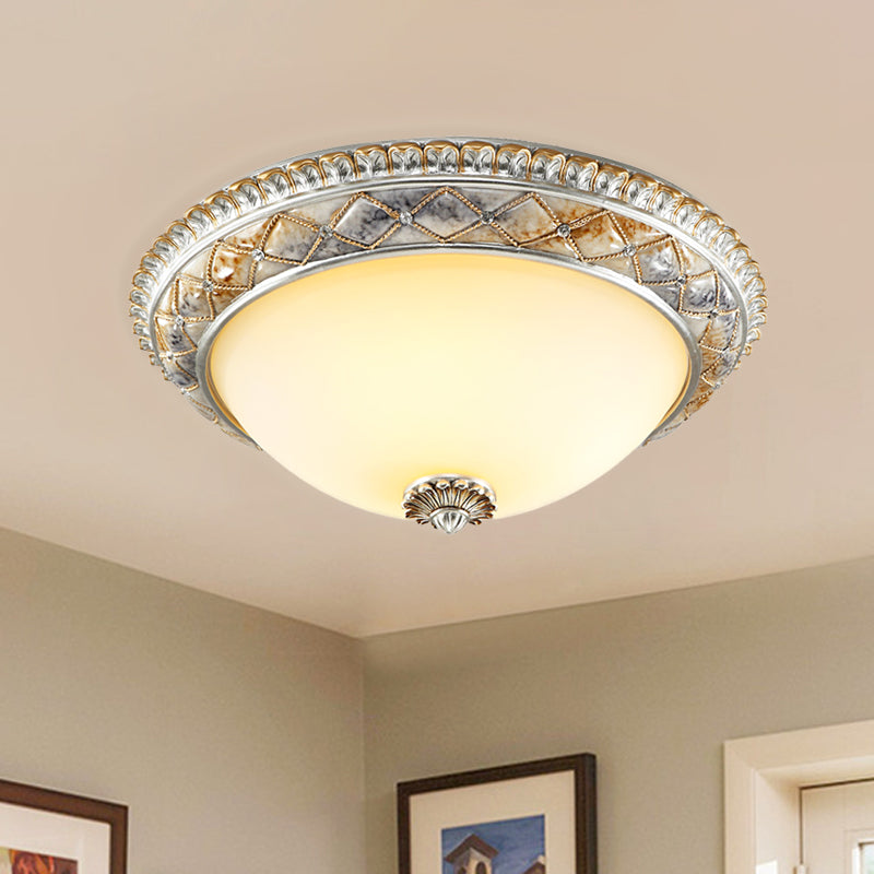 Traditional Frosted Glass Dome Ceiling Light Fixture - 14"/16"/19.5" - Gold/Silver Finish - Flush Mount for Bedroom