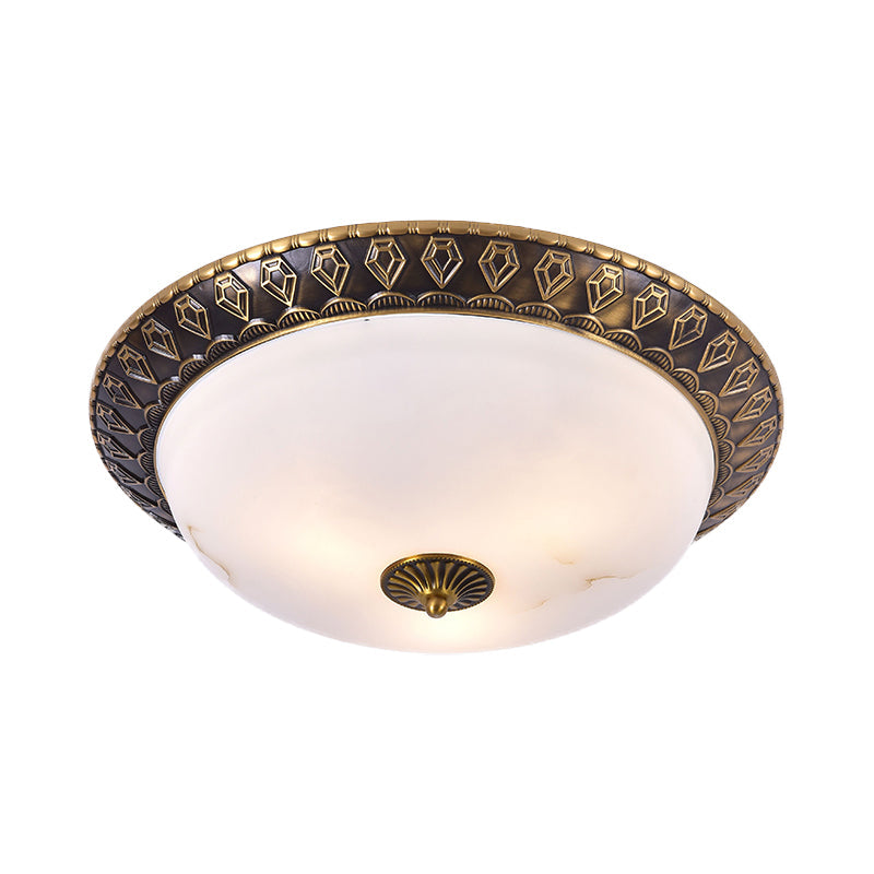 Lampe à encastrer traditionnelle à 2/3 têtes avec abat-jour en verre laiteux en laiton, disponible en 3 tailles