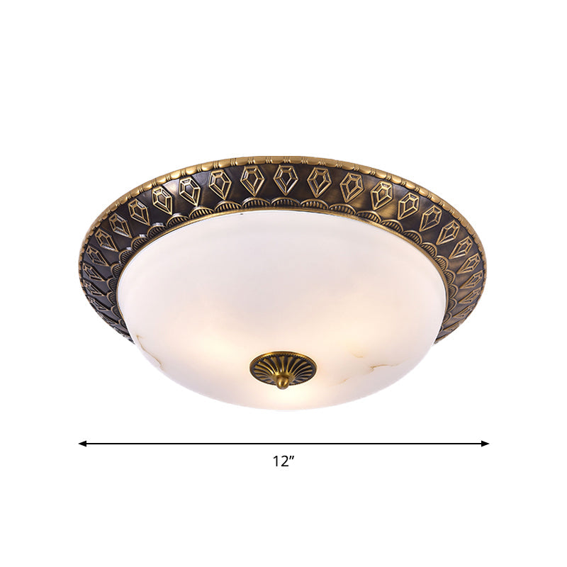 Lampe à encastrer traditionnelle à 2/3 têtes avec abat-jour en verre laiteux en laiton, disponible en 3 tailles