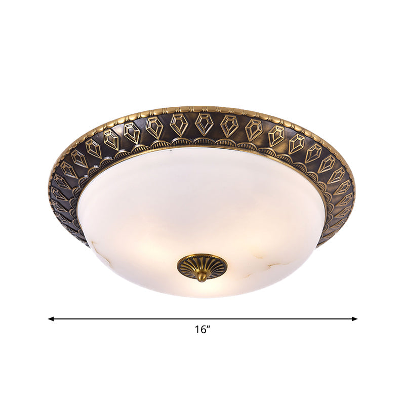 Lampe à encastrer traditionnelle à 2/3 têtes avec abat-jour en verre laiteux en laiton, disponible en 3 tailles