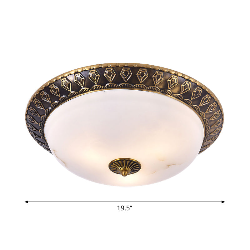 Lampe à encastrer traditionnelle à 2/3 têtes avec abat-jour en verre laiteux en laiton, disponible en 3 tailles