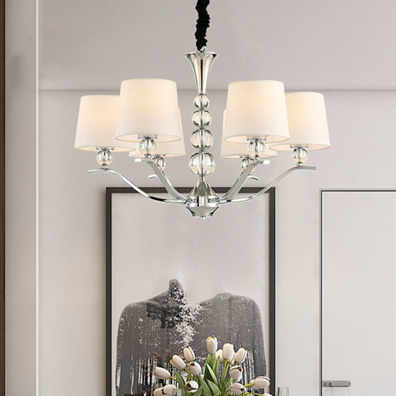 Modernist White Barrel Shade Chandelier Light Fixture - 6/8 Lights - Radial Ceiling Pendant Lamp - 30.5"/26.5" Wide