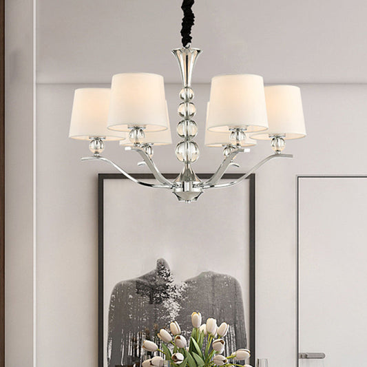 Modernist White Barrel Shade Chandelier Light Fixture - 6/8 Lights - Radial Ceiling Pendant Lamp - 30.5"/26.5" Wide