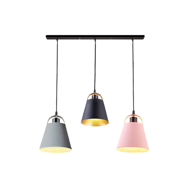 Contemporary Gray/Blue Metallic Pendant Light Fixture with 3 Bulbs for Living Room Ceiling