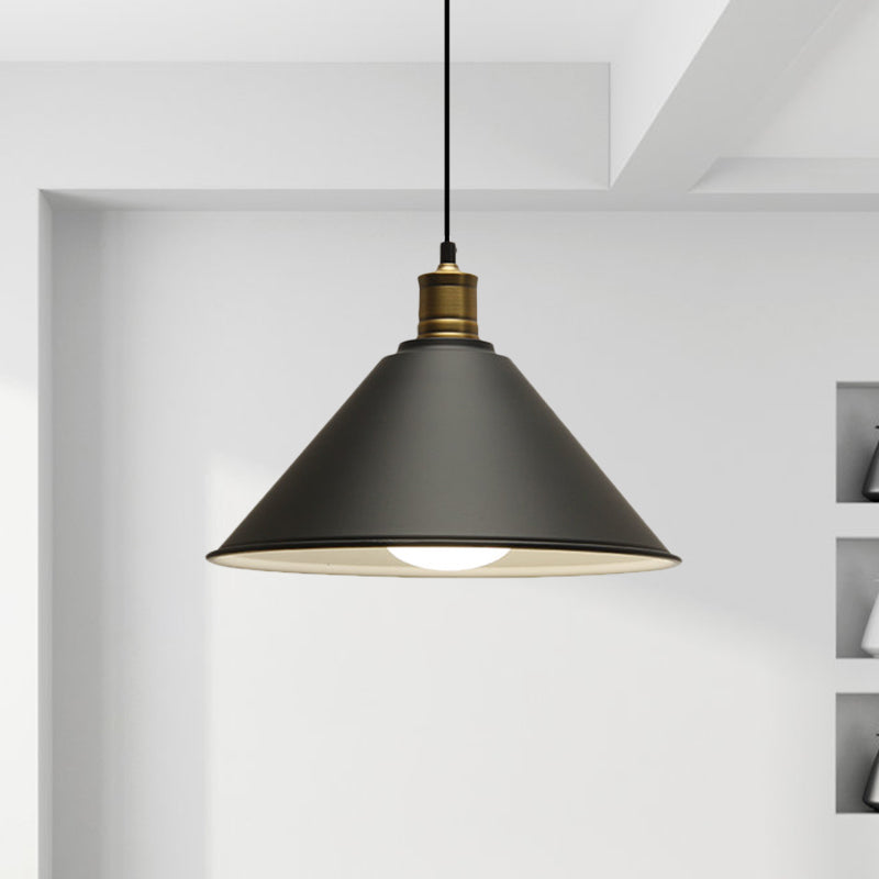 Modernist Conical Metal Ceiling Pendant Light - Orange/Yellow, 12"/14" Width