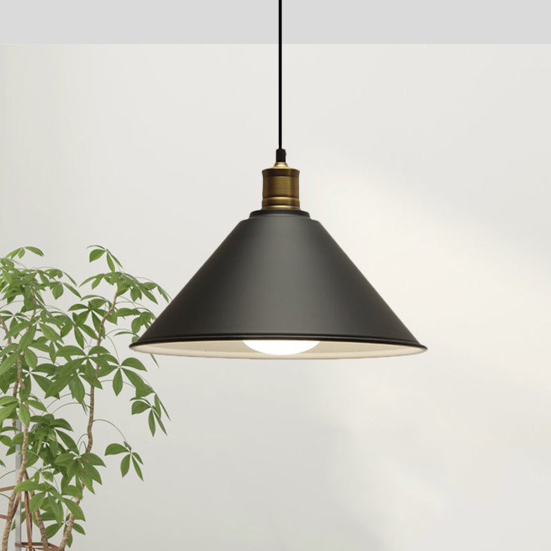 Modernist Conical Metal Ceiling Pendant Light - Orange/Yellow, 12"/14" Width