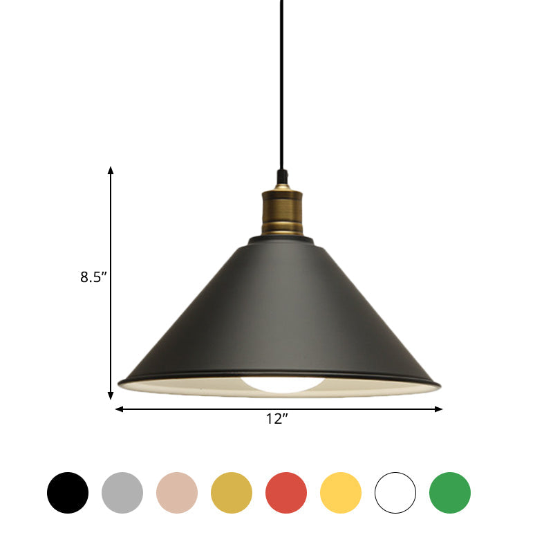 Modernist Conical Metal Ceiling Pendant Light - Orange/Yellow, 12"/14" Width