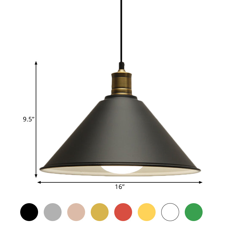 Modernist Conical Metal Ceiling Pendant Light - Orange/Yellow, 12"/14" Width